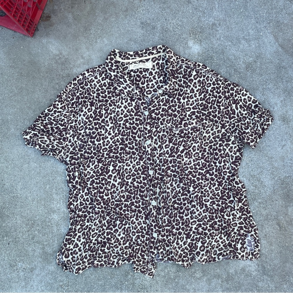 We The Free Animal Print Button Down Shirt